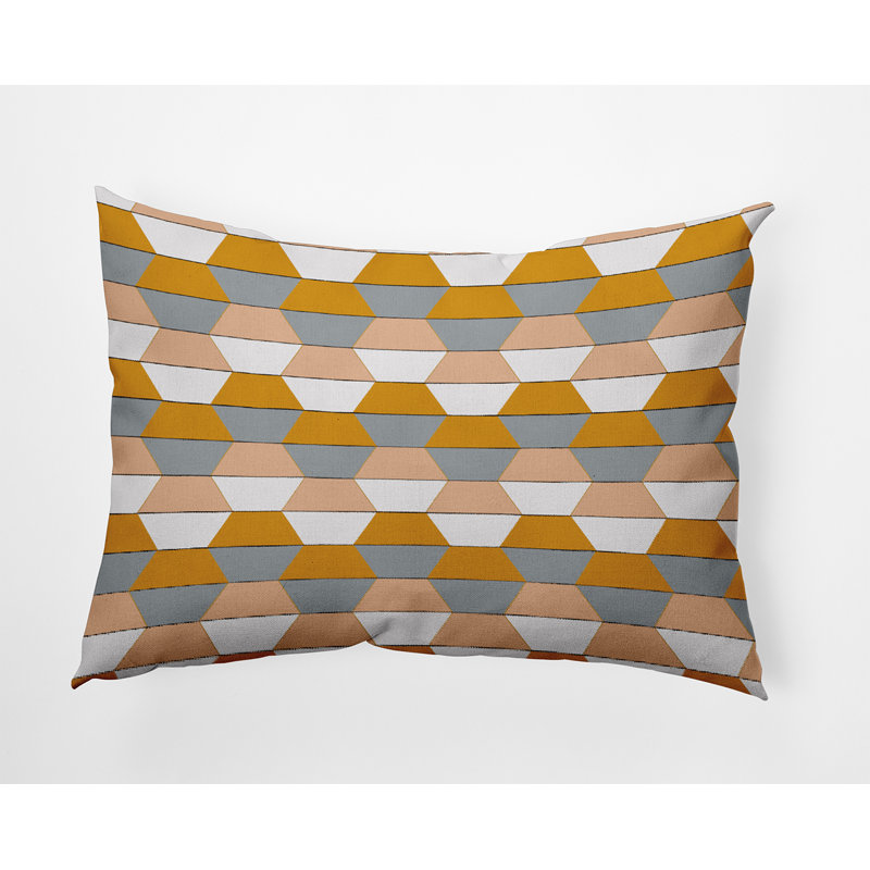 Reversible Throw Pillow, Yellow/Laurel/White Geometric