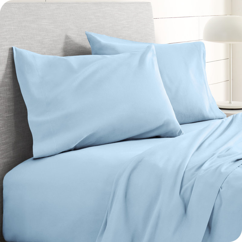 Light Blue Cotton Flannel Standard Pillowcase Set