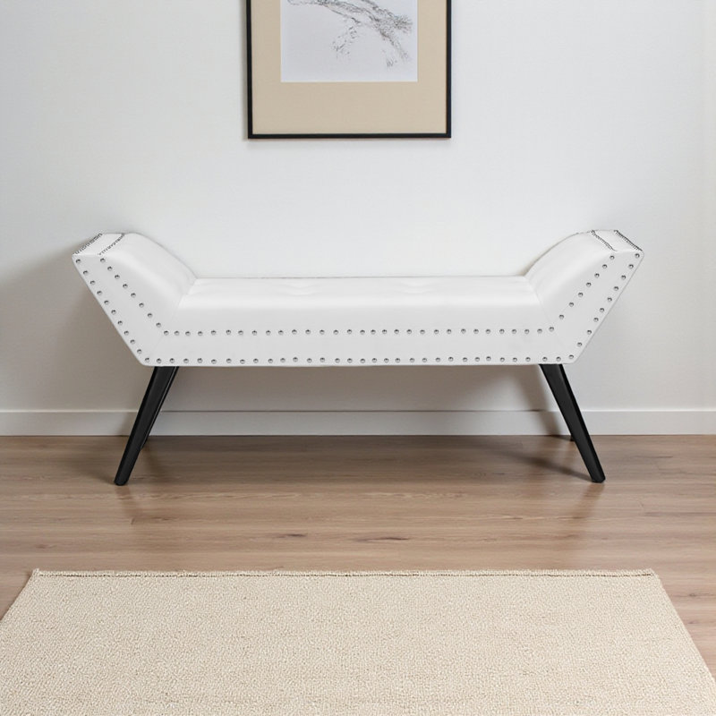Grand banc avec repose-pieds Hocking, Blanc / Blanc