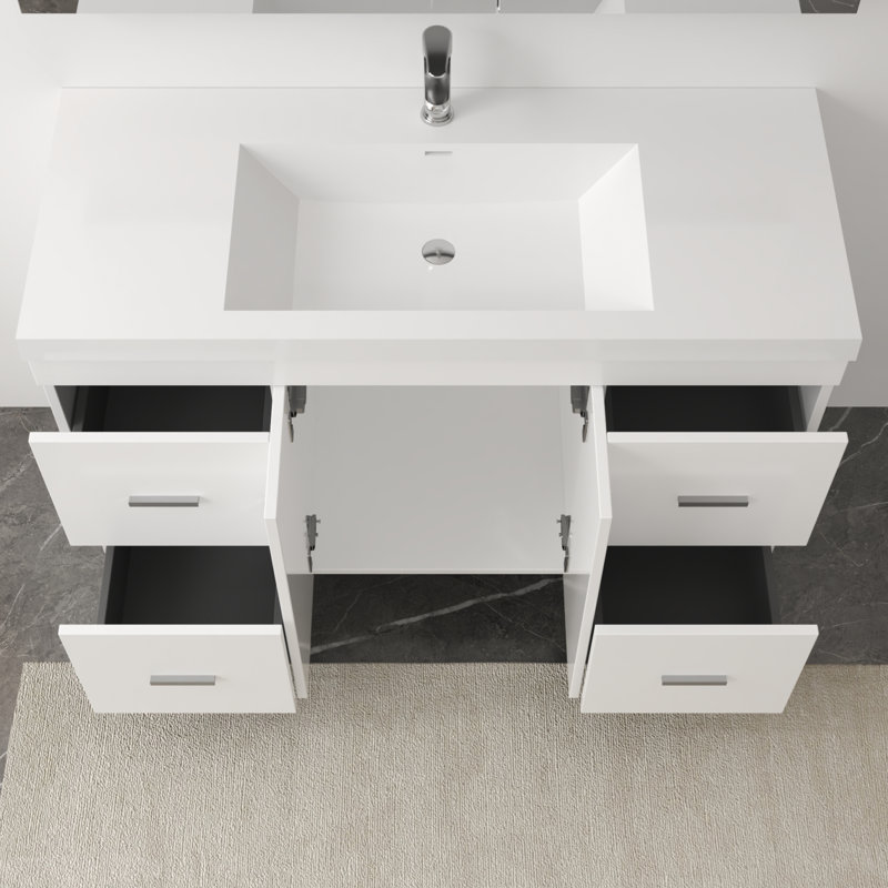 Ensemble de meuble-lavabo simple 48 po Roylynn, blanc