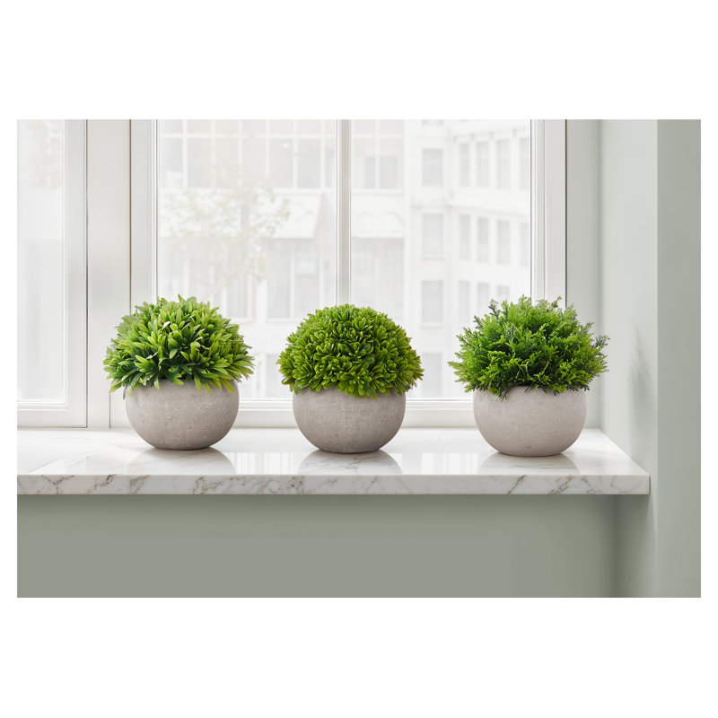 Ensemble de 3 plantes de gazon artificiel en pots - mini verdure artificielle de 5 po pour les tables