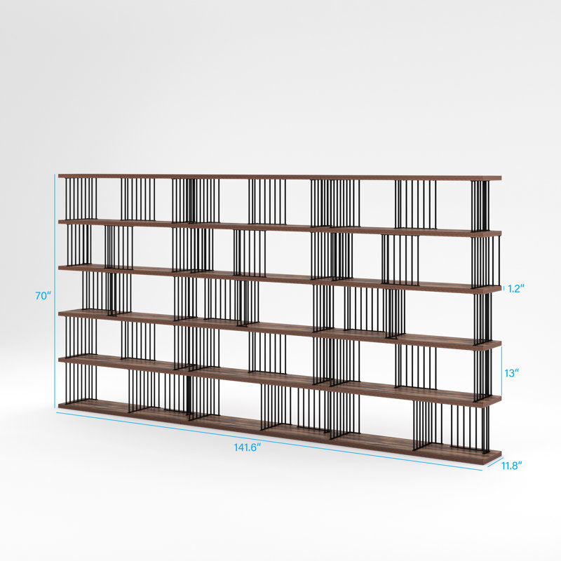 Etagere Bookcase, (5 Shelves) 70" H x 141.6" W x 11.8" D
