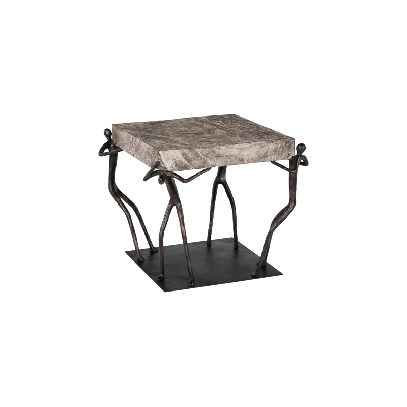 Transitional Atlas Square Side Table in Black and Gray