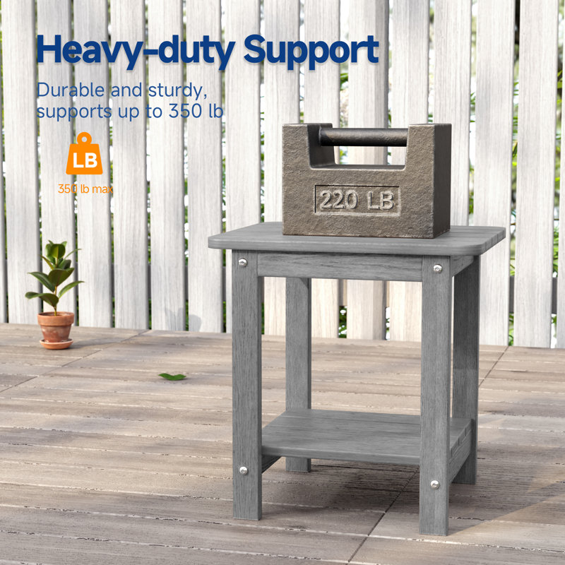 Bertoncini Oval Outdoor Side Table , 18.7'' in. W 15'' in. D, Light Gray