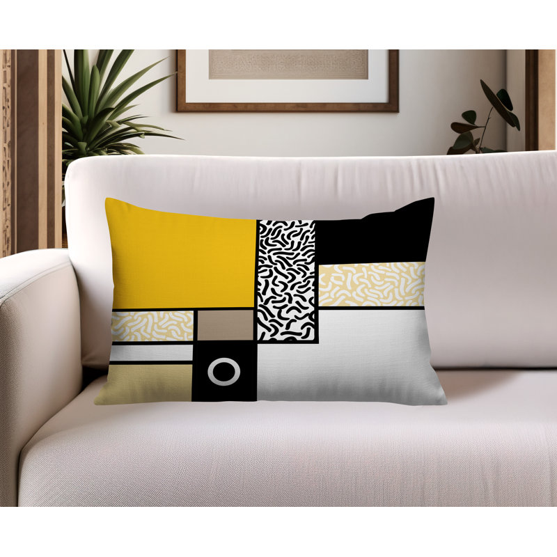 Coussin lombaire réversible intérieur / extérieur Plexa, Rectangle H 18 po x l 25 po, Jaune