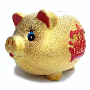 Tirelire cochon, H 5,75 po x l 4,75 po x P 3 po