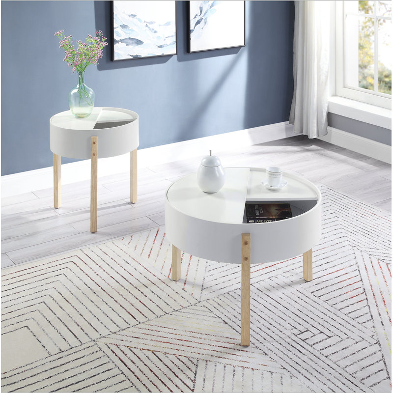 Bodfish White & Natural Round End Table