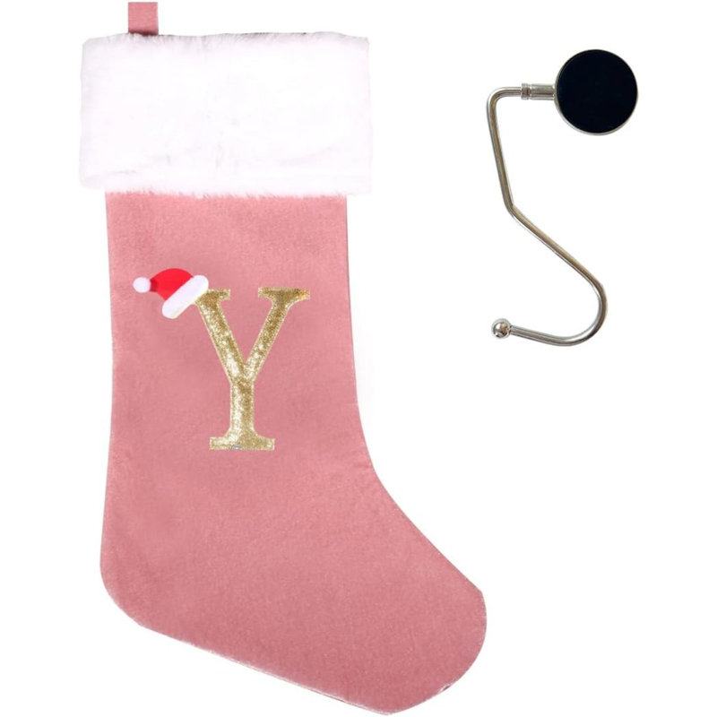 Bas de Noël monogrammés de 20 pouces avec lettres, bas de Noël super doux, bas de grand monogramme, bas de lettre rouge pour les Fêtes de Noël, cadeau de Noël…