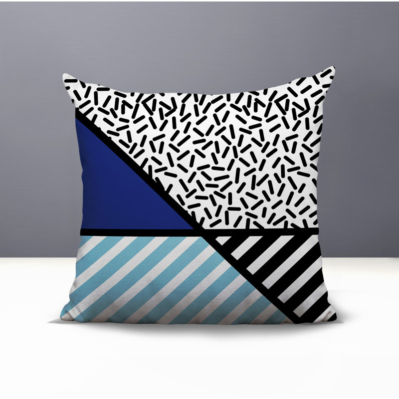 Coussin décoratif intérieur / extérieur Shapira, Carré 16 po, Bleu marine