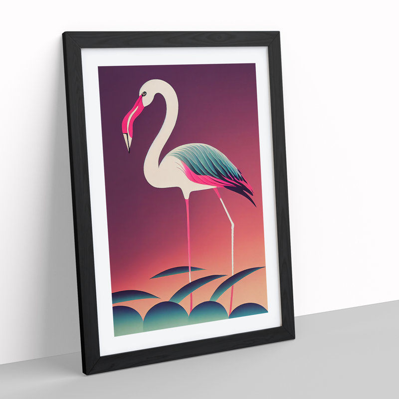 Flamingo - Single Picture Frame Print, Black Framed, 64cm H x 46cm W x 2cm D