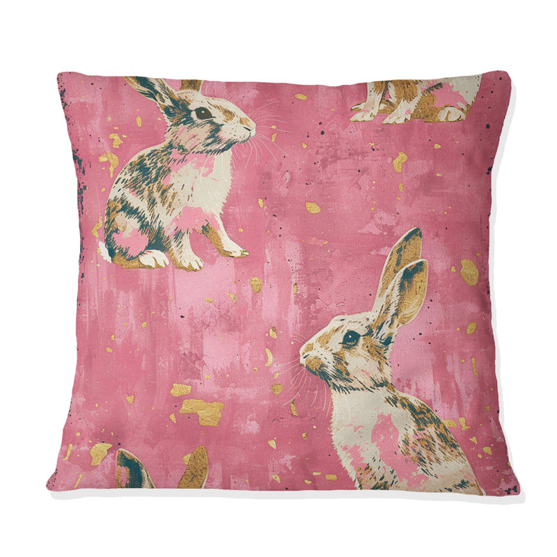 Rabbit Glam - Glam Throw Pillow, 16"H x16"H