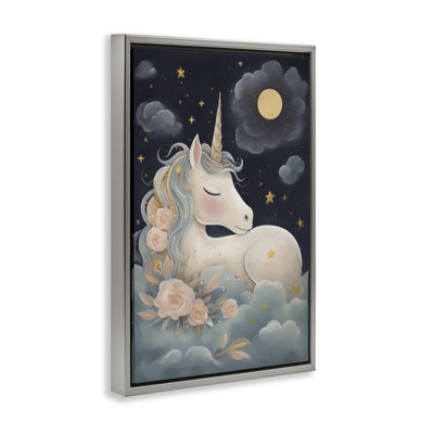 Cadre flottant licorne entouré de nuages, design par Creative Studio