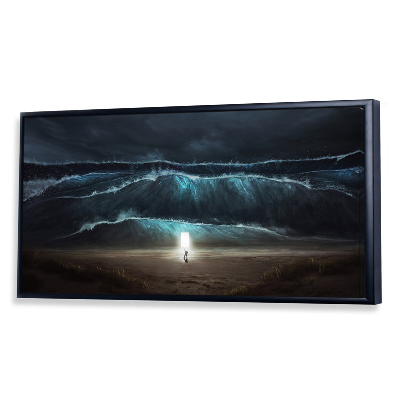Relegious Path Through the Water - impression sur toile, Cadre noir, H 8 po x l 12 po x P 1 po