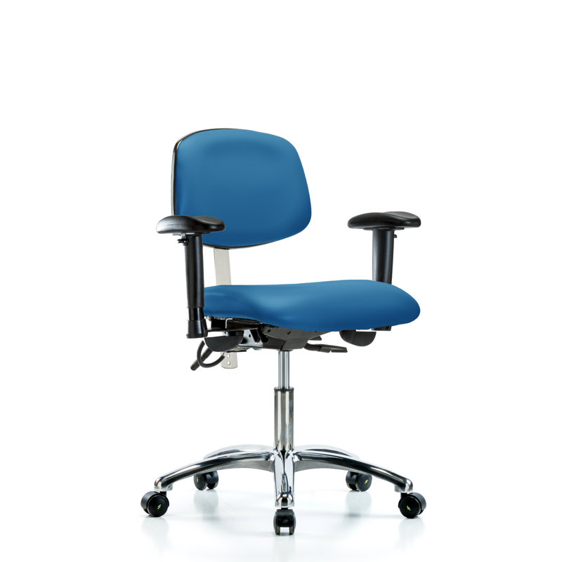 Neve Vinyl Task Chair, Blue, Casters, Not Included