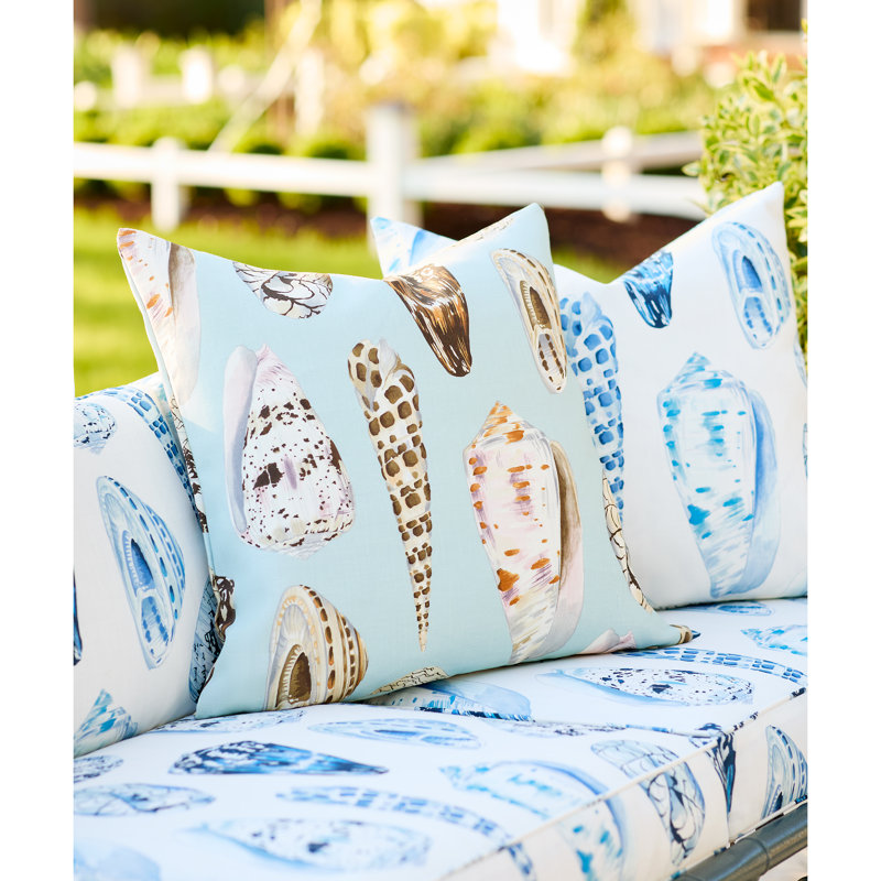 Coquina Square Indoor/Outdoor Pillow Cover & Insert, Multi On Sea Blue