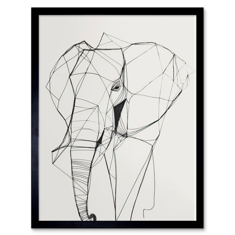Elephant Simple Polygon Line - Single Picture Frame Print