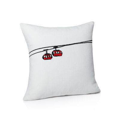 Coussin en coton brodé Ski Mountain