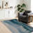 Blue Watercolor Abstract Painting Oil Canvas Ocean Ink Art Machine Washable Indoor Area Rug-1860589088