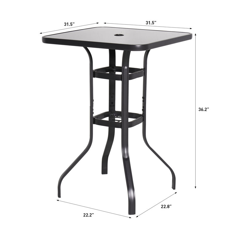 Square Glass Outdoor Bar Table