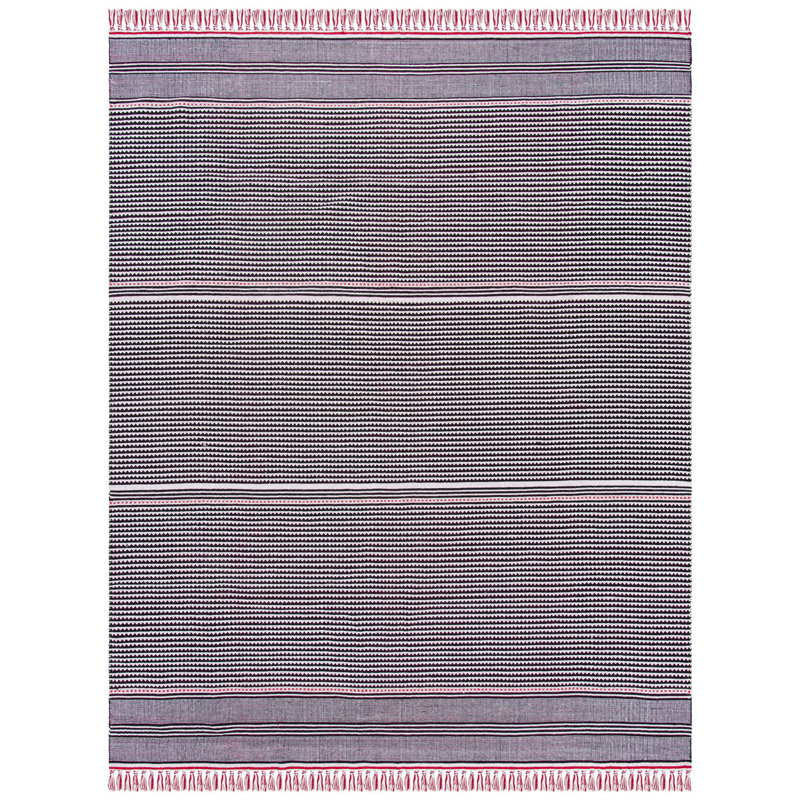 Tapis rayé multicolore tissé à plat à la main Granada, Rectangle 8 pi x 10 pi