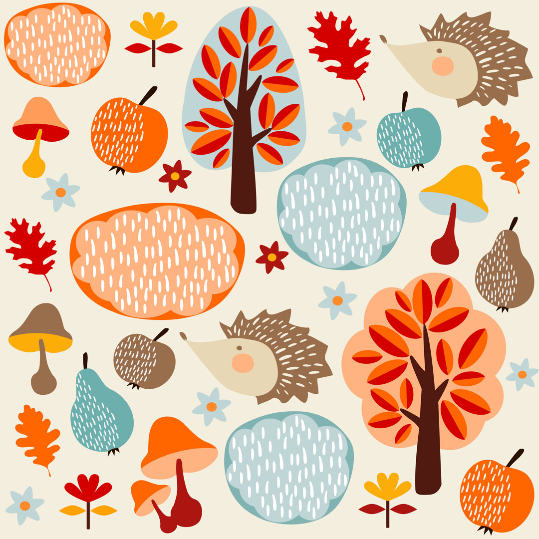 Autumn Fall Pattern - Wrapped Canvas Graphic Art