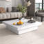 Square Marble Veneer Coffee Table Sliding Top With Storage In White 39.4''
