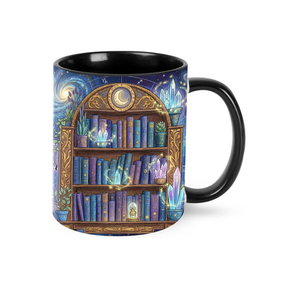 Bookshelf Coffee Mug 11oz Ceramic Cup