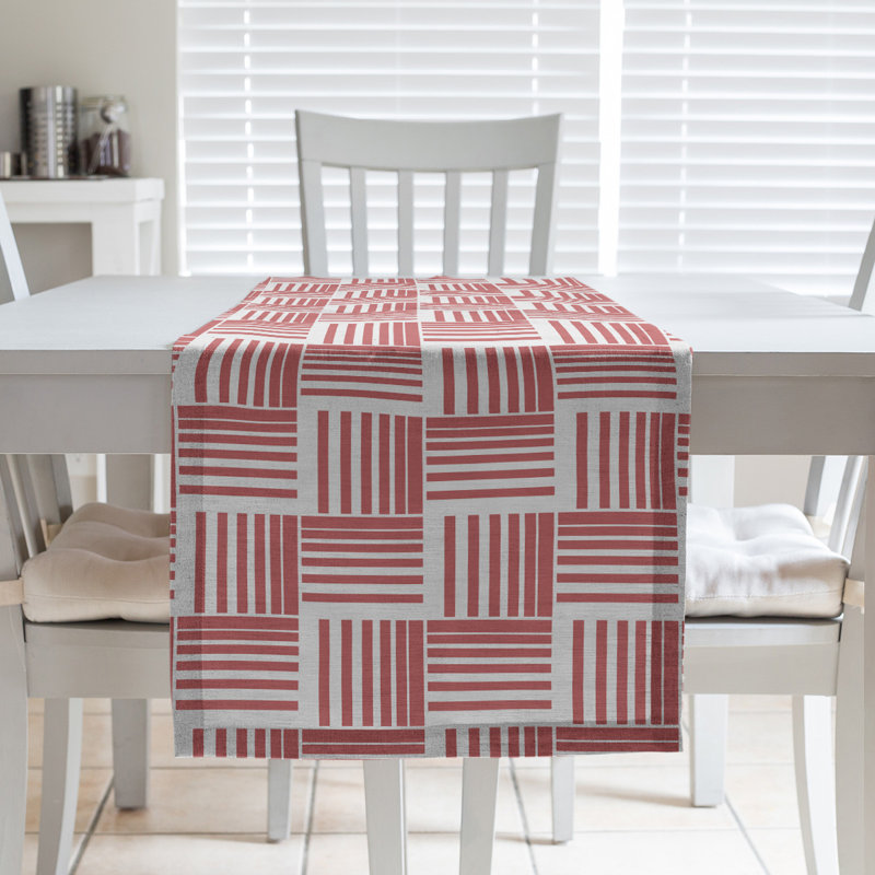 Fractured Stripes Table Runner, 16" x 72", Wine Red