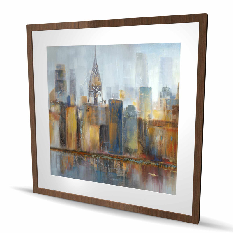 «Cityscape with Chrysler Building», impression encadrée moderne, H 36 po x l 36 po, Brun