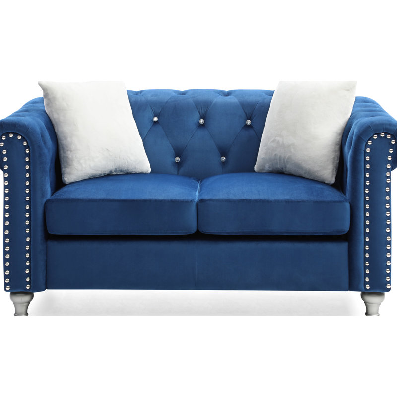 Élégant siège bleu marine avec siège rembourré en mousse et profondeur moderne de 225 pouces