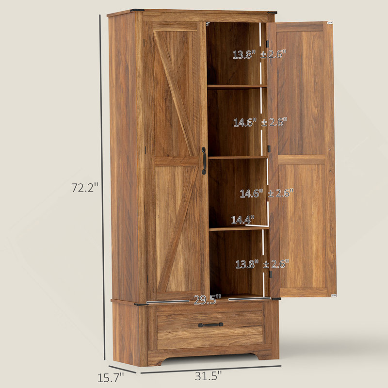 Armoire de cuisine, armoire avec tablettes réglables