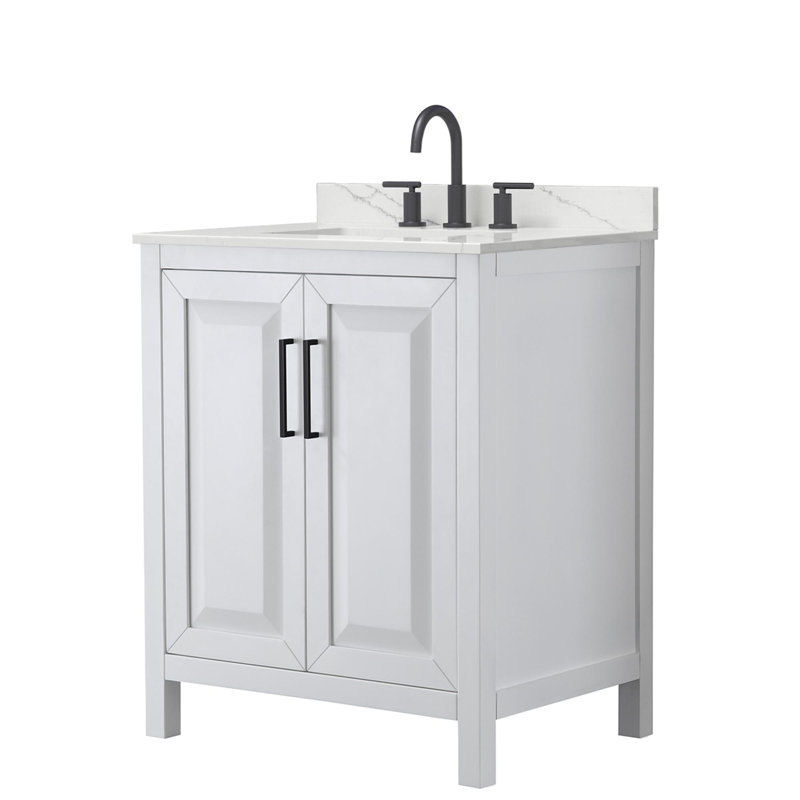 Daria 30'' W Vanity, White, Matte Black, Giotto Quartz