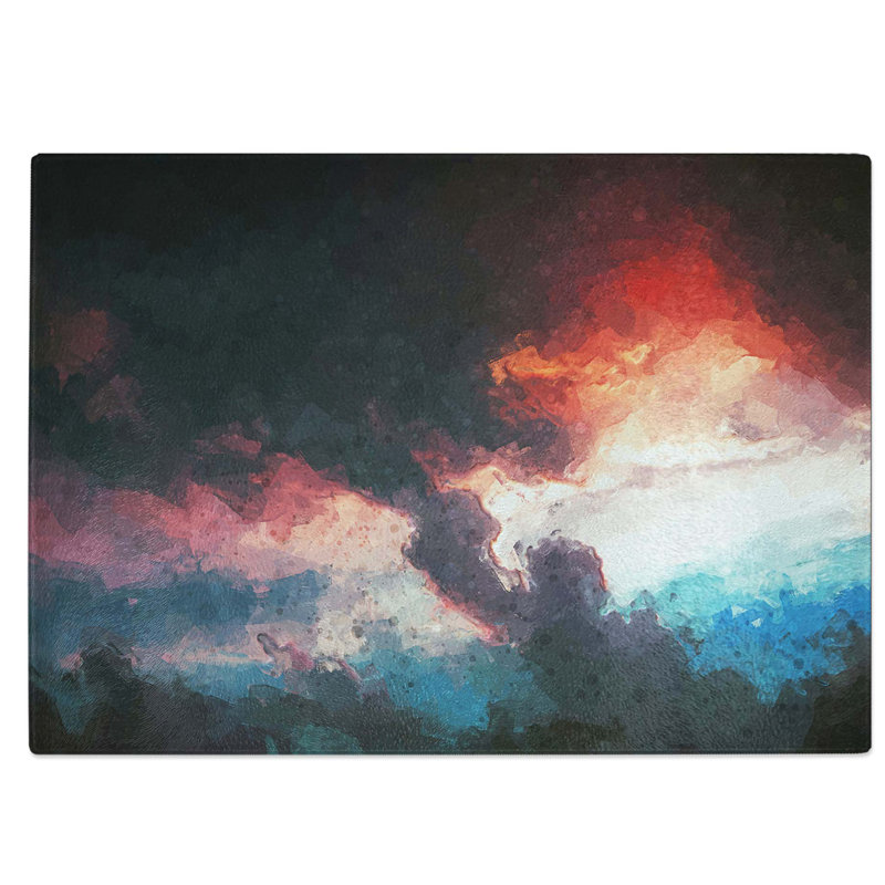 Tempered Glass Dancing Sky Chopping Board, 39 cm W x 28.5 cm L