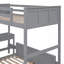 Lit simple superposé au dessus d'un lit double avec bureau-1001311214