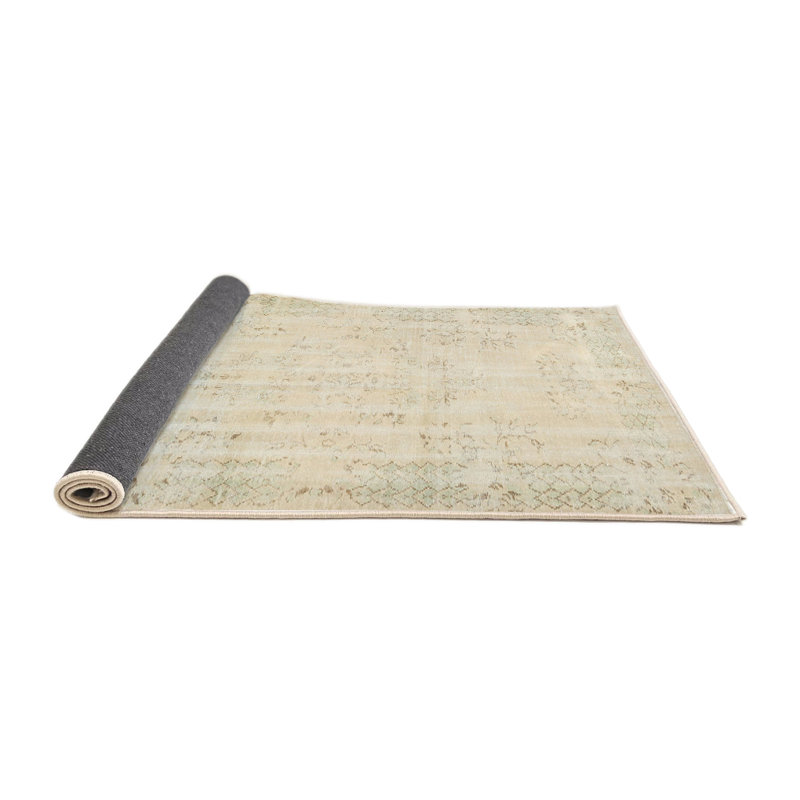 Tapis contemporain beige / olive clair, Carré 5 pi