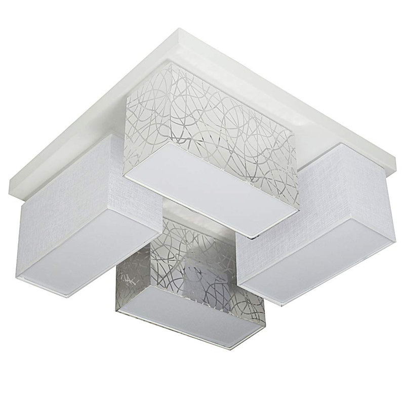 Pasko Semi Flush Mount, Silver/White