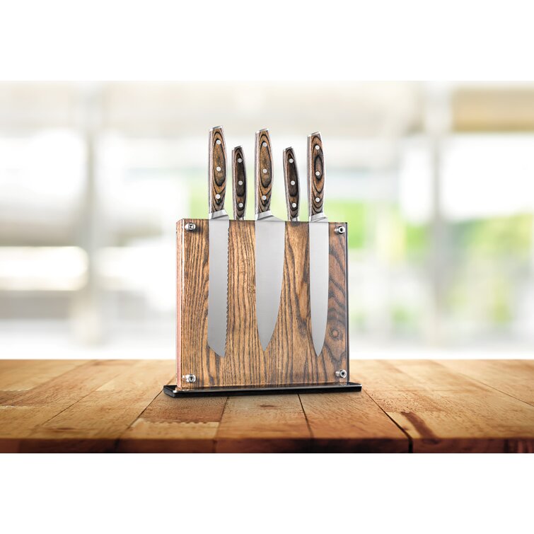 Rustic, Farmhouse, 8 Piece Magnetic Burnt Wooden Knife Block for