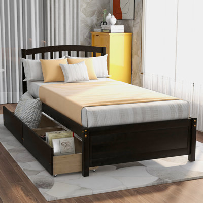 Solid Wood Platform Storage Bed