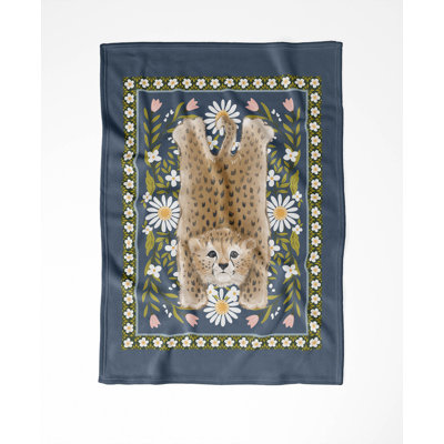 Lil Lying Leopard Flowers  Velveteen Fleece Blanket