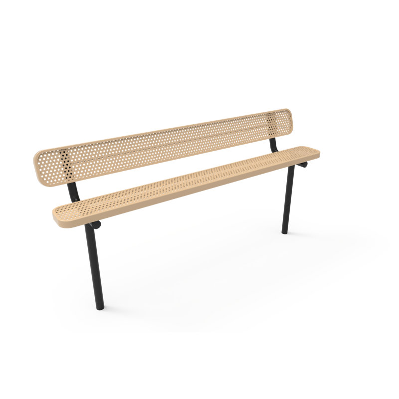 Banc de parc en plastique Myran, 8 pi avec l'arrière creusé et perforé, Rouge