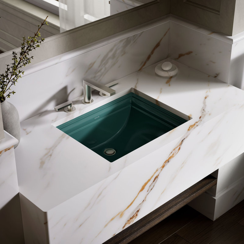 Memoirs® Vitreous China Rectangular Undermount Bathroom Sink with Overflow, Teal