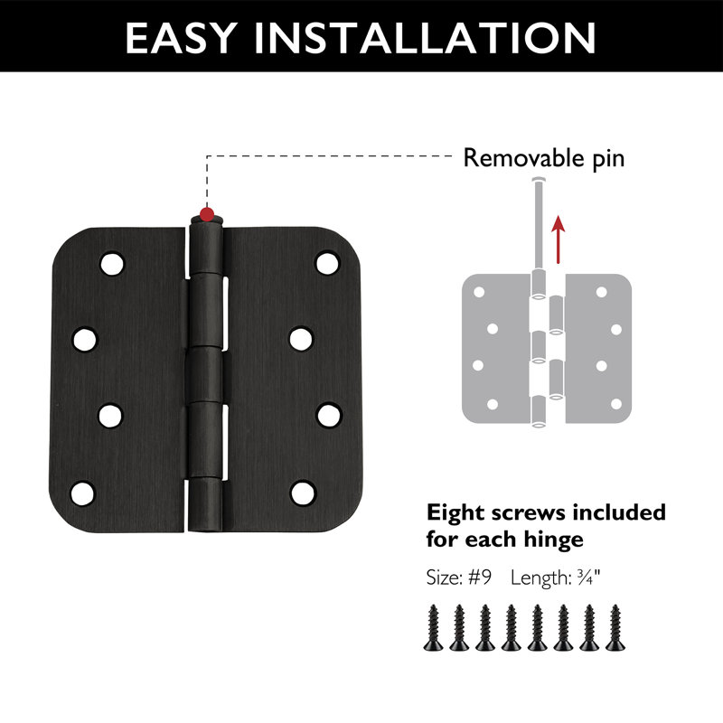 Oil-Rubbed Bronze 4-inch Steel Butterfly Door Hinges 9-Pack