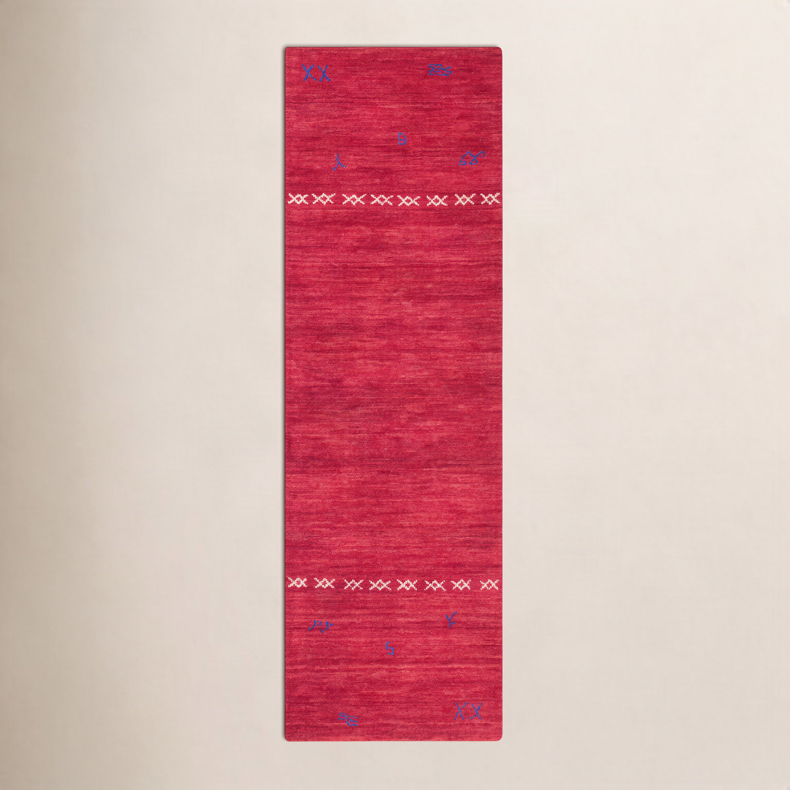 Santiago Red Handmade Wool Geometric Rug, Runner 2'3" X 10'