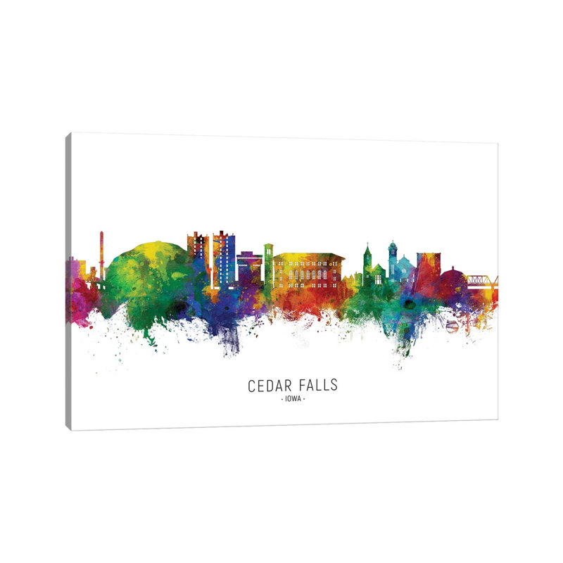 Cedar Falls Lowa Skyline City Name by Michael Tompsett - Wrapped Canvas Gallery-Wrapped Canvas Giclée