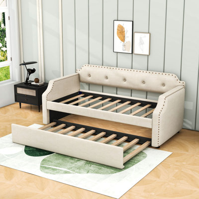 Twin Upholstered Daybed with Twin Size Trundle
