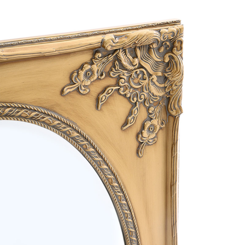 Glennville Solid Wood Arch Wall Mirror, Gold
