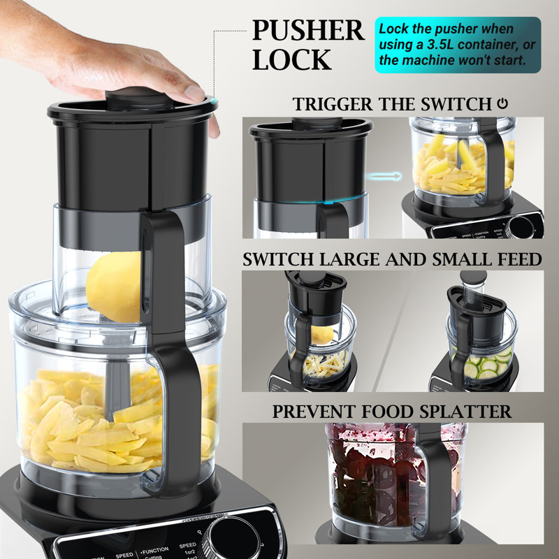 Food Processor Chopping & Blender Combo, Versatile Blades For Slicing, Shredding, Large Calibre, 12-Cup 600W