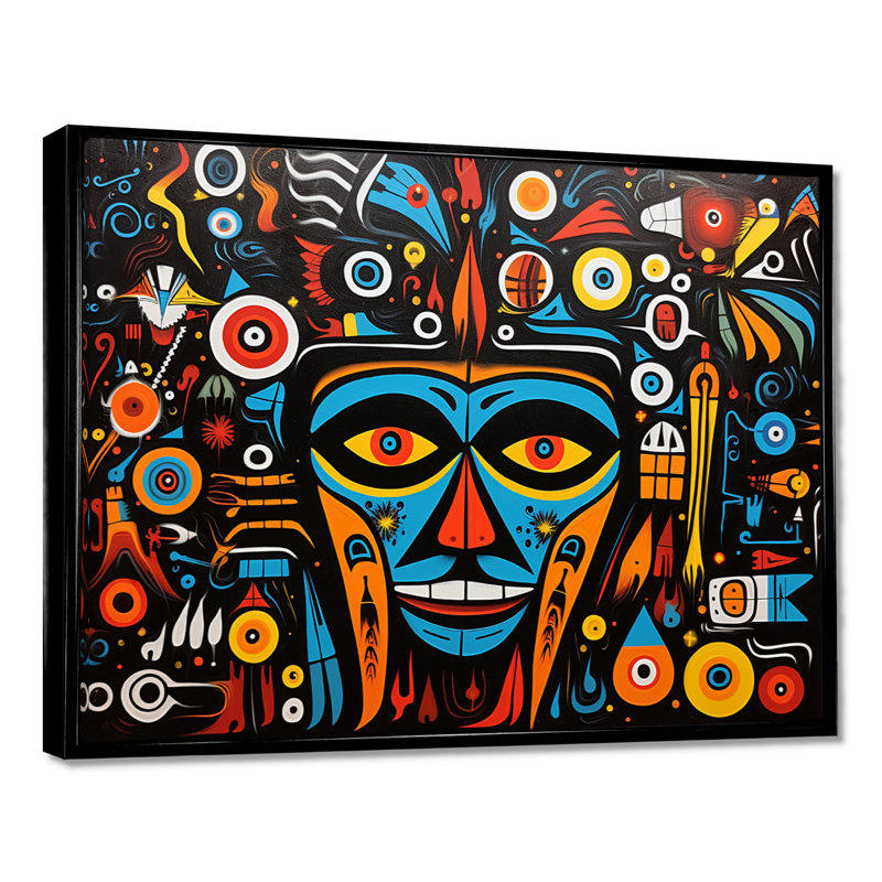 Tiayana - impression d'art mural amérindien, H 12 po x l 20 po x P 1 po, Toile avec cadre flottant noir