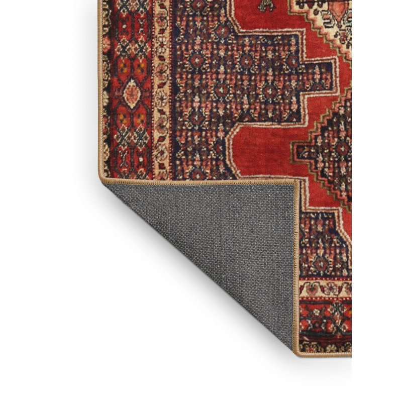 Tapis bleu/beige/brun traditionnel Juni, Rectangle 5 pi x 7 pi