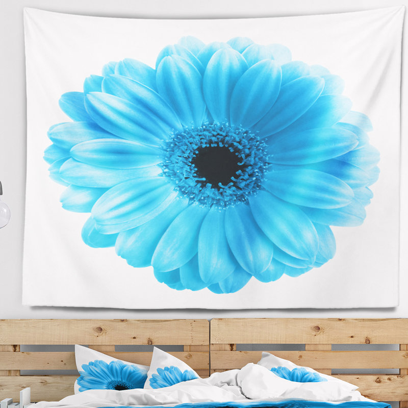 Tapisserie floral bleu isolé floral, H 32 po x l 39 po